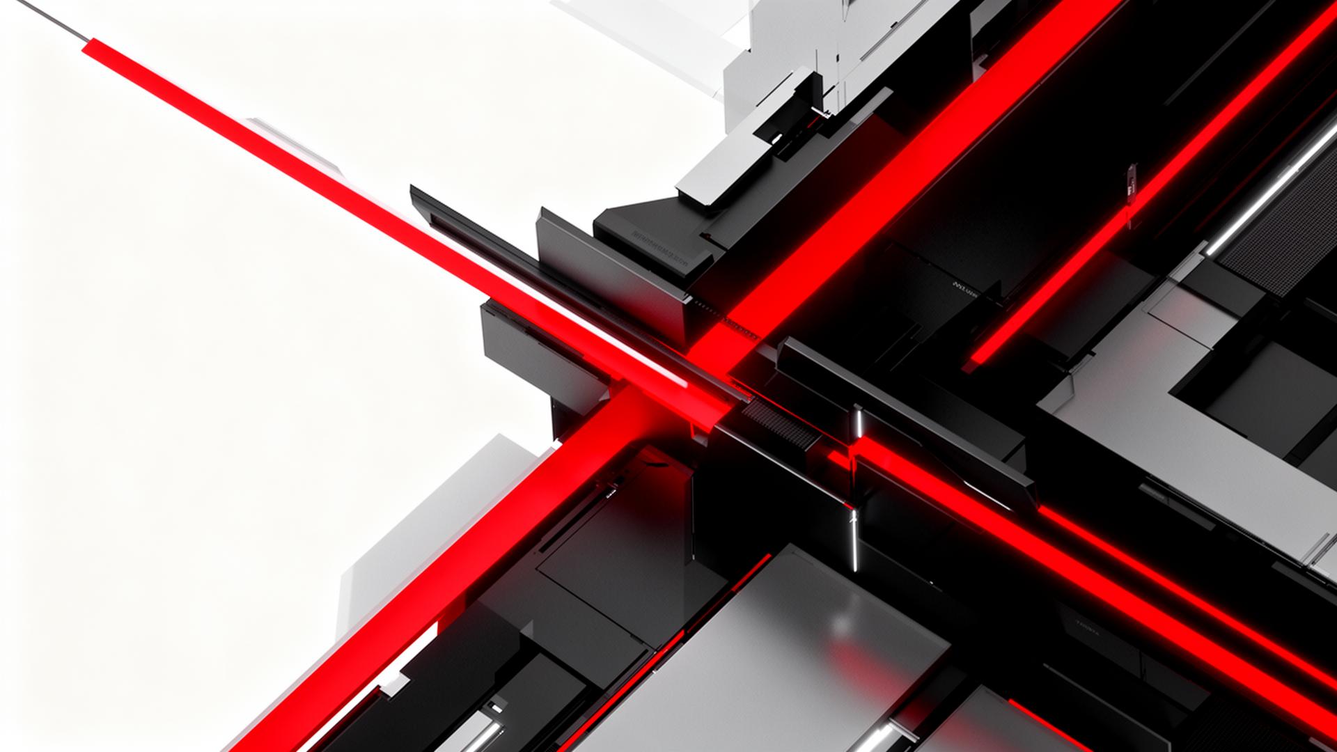 Abstract geometric composition with red accents